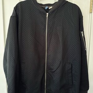 Divided H & M‎ Black Zip-Up Bomber Textured Jacket Size Medium